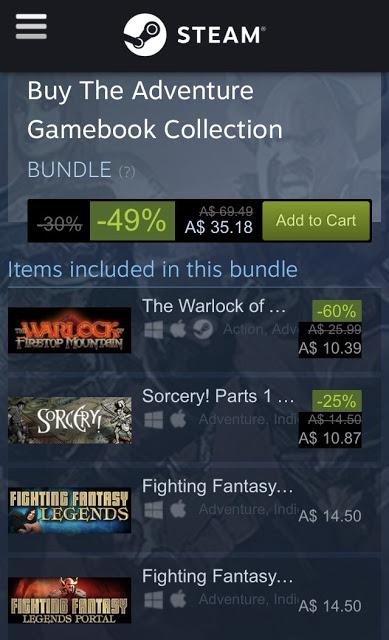 Libro-juegos digitales de Fighting Fantasy en Steam y rebajados