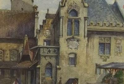 Pintura en acuarela pintada por Hitler