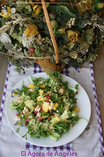 escarola, ensalada de escarola,vinagreta de mango