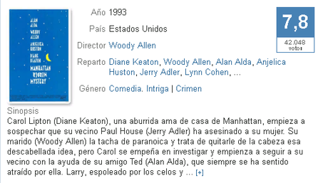 Misterioso asesinato en Manhattan - Woody Allen 1993