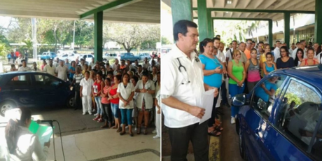Reúnen en Cuba a todo el personal del hospital para entregar auto a un doctor