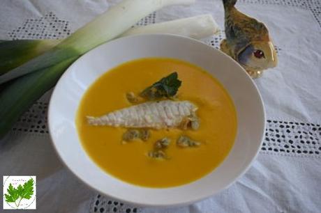 Doradas con Crema Ligera de Puerros y Zanahorias