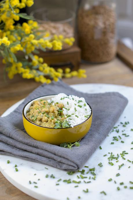 Curry de garbanzos y berenjena