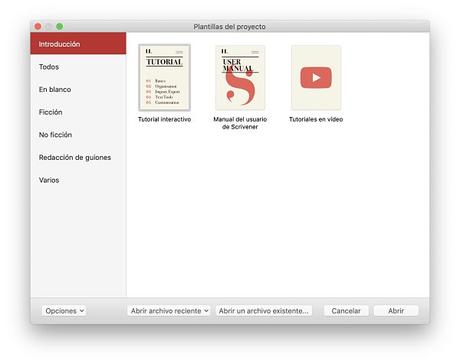 Cómo usar Scrivener desde cero Como usar Scrivener pantalla inicial