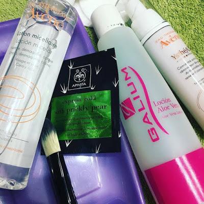 viernes de spa, agua micelar, avène, mascarilla facial, higo chumbo, apivita, tónico, aloe vera, galium cosmética integral, Ystheal Intensive, 