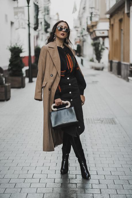 CAMEL COAT+MIDI SKIRT