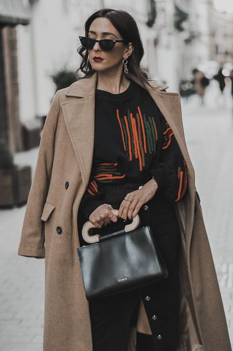 CAMEL COAT+MIDI SKIRT