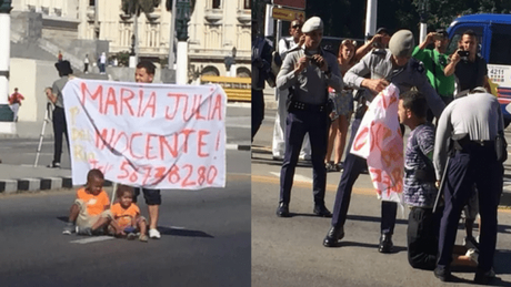 Cubano protesta frente al Capitolio junto a sus dos hijos y la policía lo detiene