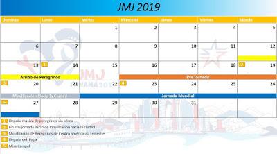 JMJ Panama 2019 Movilidad calendario
