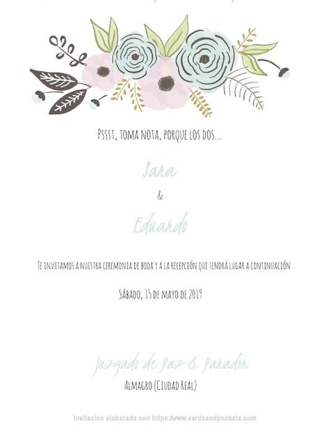 Modelo de invitación de boda hecha con plantilla gratuita