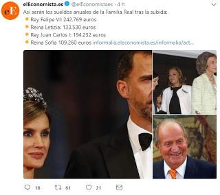 A partir de este años, los reyes se suben el sueldo en 10.000 euros.