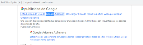 Herramienta de publicidad de Google dentro de la web de Sport, funcionando por sus Cookies las que se incluyen en la página de El Balón Rosa.