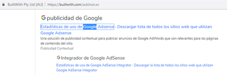 Demostración del uso de Google Adsense por la página de ADSL Zone.