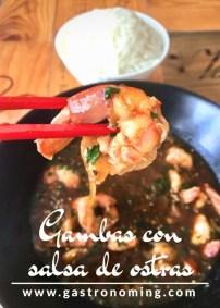 Gambas con salsa de ostras