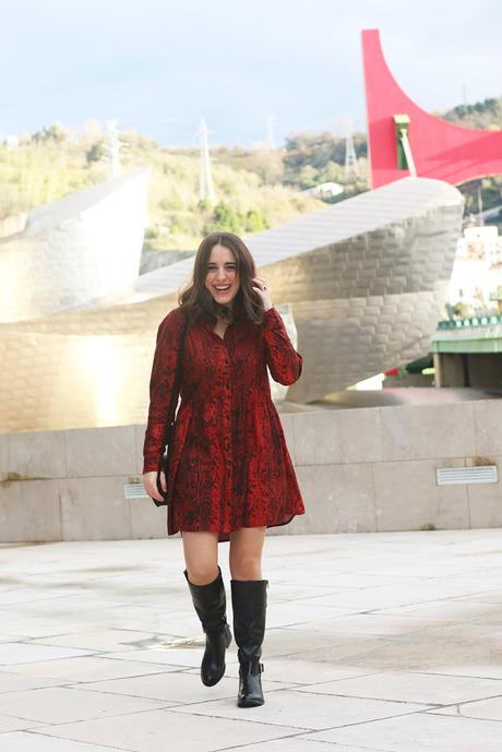 Vestido rojo animal print para hoy