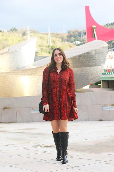 Vestido rojo animal print para hoy
