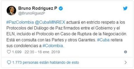Cuba hace lo correcto al respetar los protocolos acordados con el ELN, aseguran personalidades colombianas