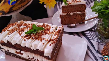 Pastel de plátano y crema de queso