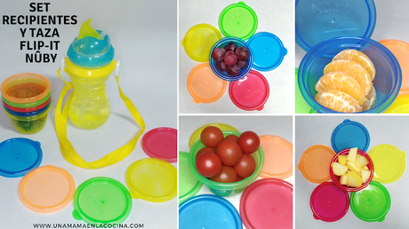 Set de recipientes y taza Flip-It Nuby