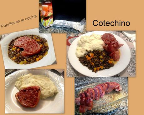 Cotechino con lentejas y puré de patata Cotechino con lentejas y puré de patata