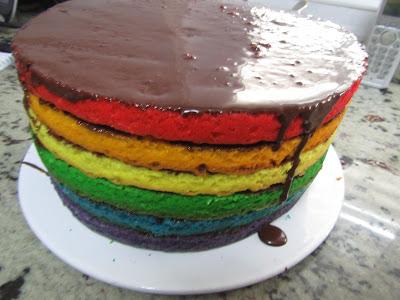 Tarta arco iris de nata y chocolate Thermomix