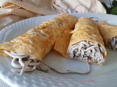 Rollitos de gulas al ajillo