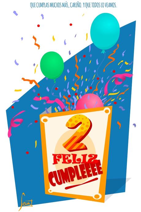 Feliz 2º cumpleaños Tarjeta de felicitación de 2º cumpleaños.