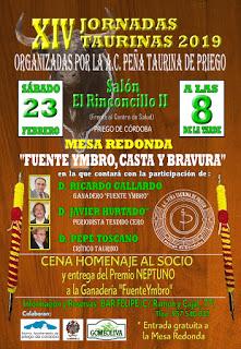 FUENTE YMBRO RECIBIRÁ EL PREMIO NEPTUNO EN LAS XIV JORNADAS DE LA PEÑA TAURINA DE PRIEGO