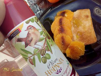 NARANJAS CON ACEITE DE OLIVA VIRGEN EXTRA, AZÚCAR Y PAN