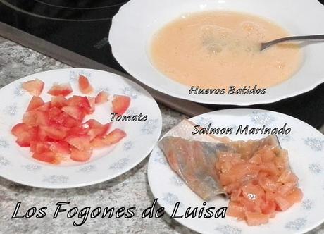 TORTILLA FRANCESA CON TOMATE Y SALMÓN MARINADO