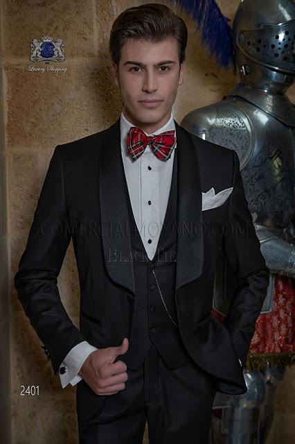 Esmoquin italiano negro con solapa chal.