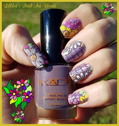 Manicura con la placa Kads Flowers 003 y el esmalte Manicura placa Kads Flowers esmalte