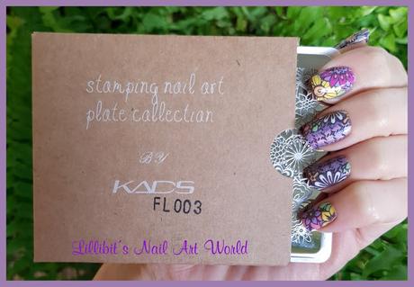 Manicura con la placa Kads Flowers 003 y el esmalte Manicura placa Kads Flowers esmalte