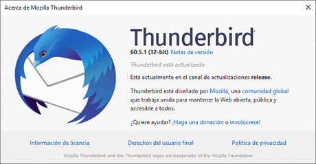 Thunderbird 60.5.1 está disponible para descargar Thunderbird 60.5.1 está disponible para descargar