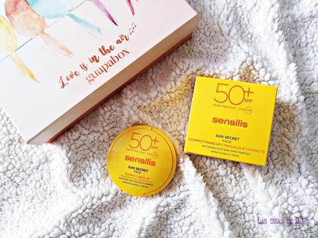 Guapabox Febrero beautybox beauty sensilis Maquillaje Compacto con SPF50+ sunprotect farmacia protector solar