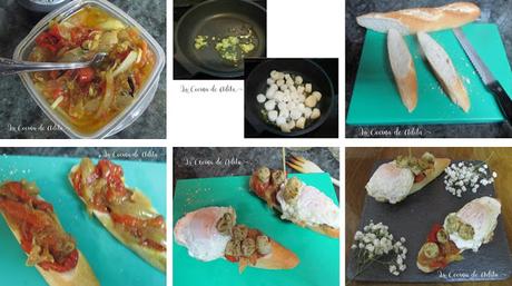 Tosta con escalibada, vieiras y huevo Tosta con escalibada, vieiras y huevo