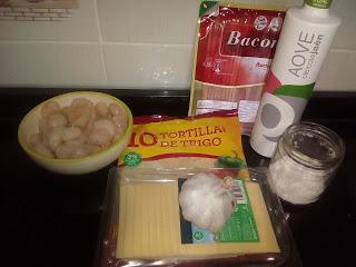 QUESADILLA DE GAMBAS CON BACON