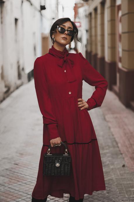 vestido rojo midi