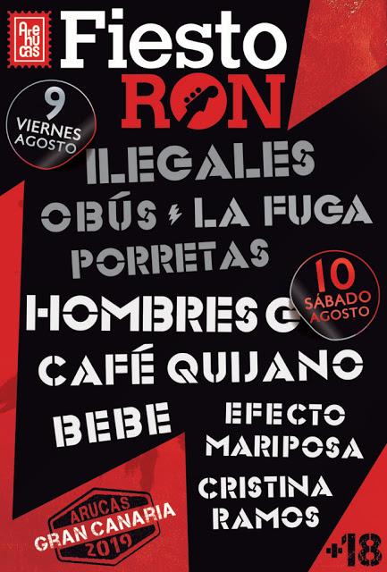 FiestoRon 2019 reunirá a Ilegales, Obús, La Fuga, Hombres G, Porretas, Café Quijano, Bebe, Efecto Mariposa y Cristina Ramos