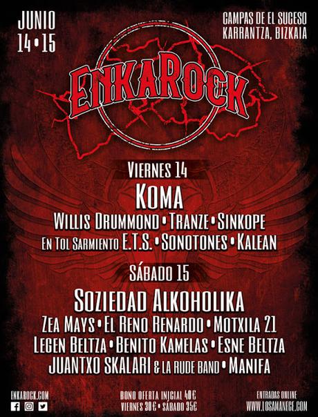 Enkarock 2019 tendrá a Soziedad Alkoholika, Koma, Willis Drummond, Sínkope, Zea Mays, Benito Kamelas, El Reno Renardo...