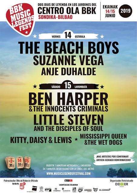 BBK Music Legends Festival 2019 suma a Little Steven, Suzanne Vega, Anje Duhalde y Kitty, Daisy & Lewis