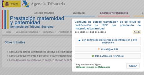 Comprobar el estado de la solicitud del IRPF por maternidad o paternidad
