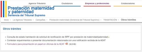 Comprobar el estado de la solicitud del IRPF por maternidad o paternidad