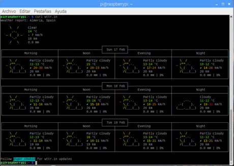 Como  ver la previsión del tiempo  desde una Raspberry Pi