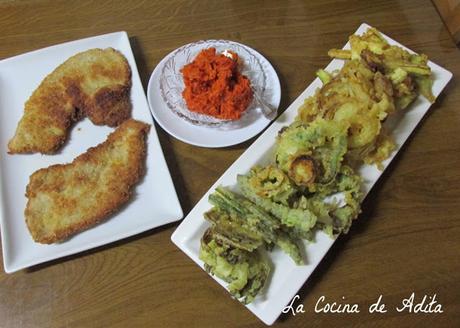 Filete y verdura en tempura con Ajvar