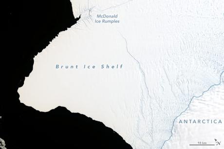 Las grietas que crecen en la plataforma de hielo Brunt de la Antártida están preparadas para liberar un iceberg con un área de aproximadamente el doble de tamaño que la ciudad de Nueva York