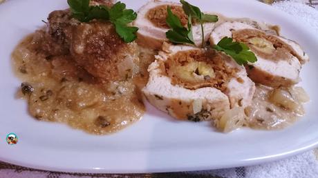 Cilindro de pollo rellenos de verduras
