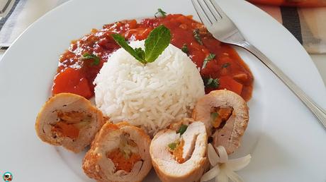 Cilindro de pollo rellenos de verduras