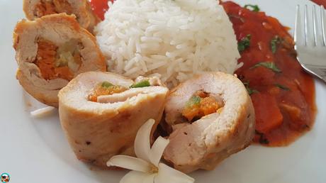 Cilindro de pollo rellenos de verduras