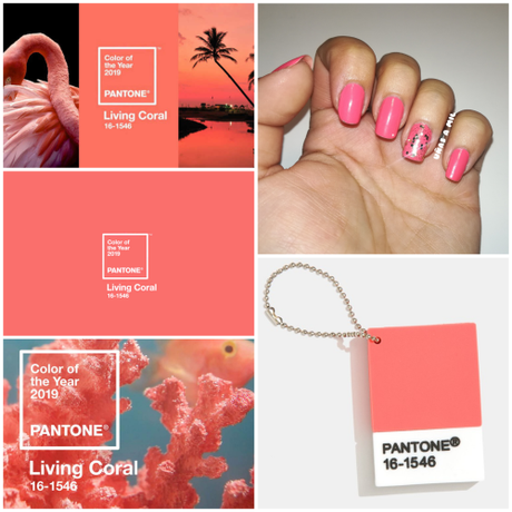 Diseño de uñas en coral, el color Pantone del 2019